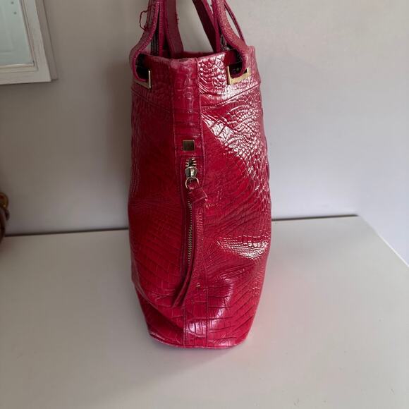 Brahmin Ono Melbourne Tote Red Croc Leather Shoulder Bag Tote - Picture 7 of 14